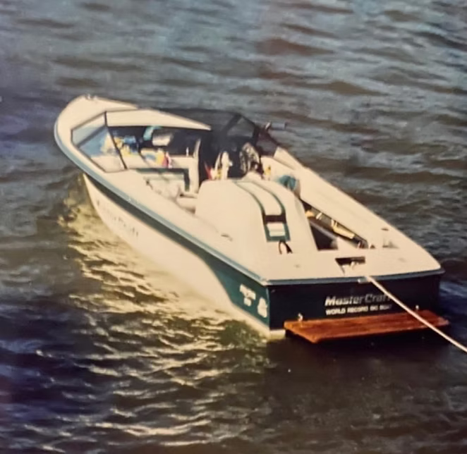 a classic mastercraft prostar boat