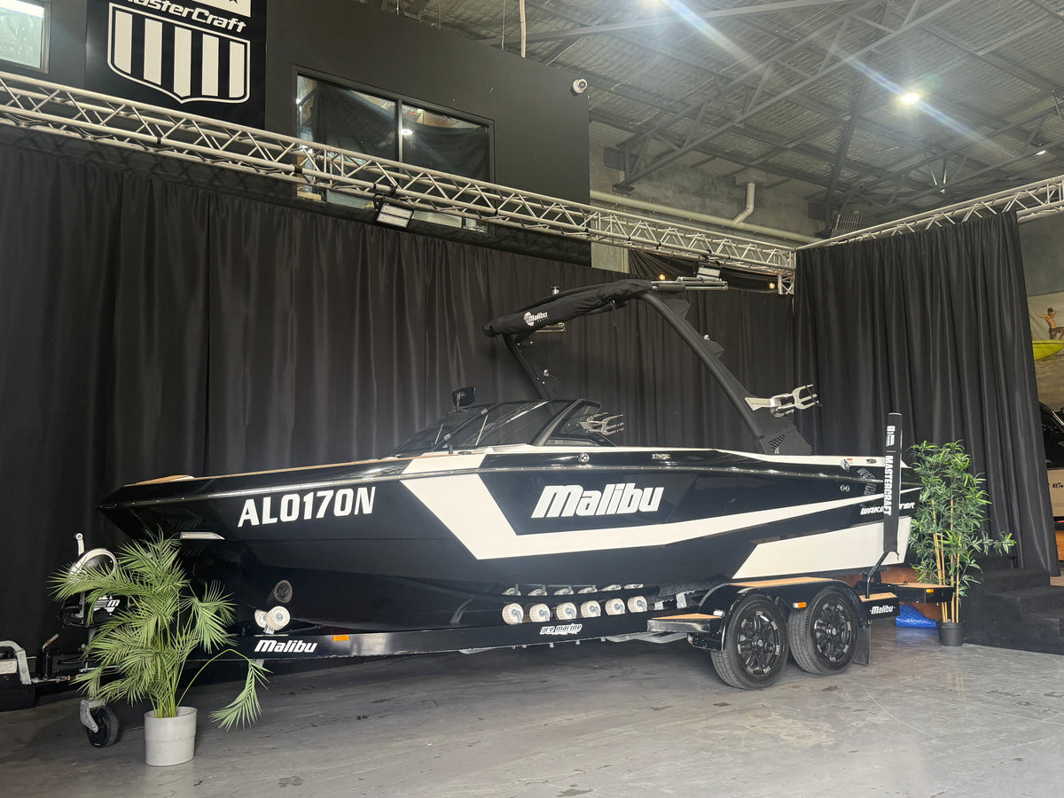 2022 Malibu 21LX — front quarter view on trailer