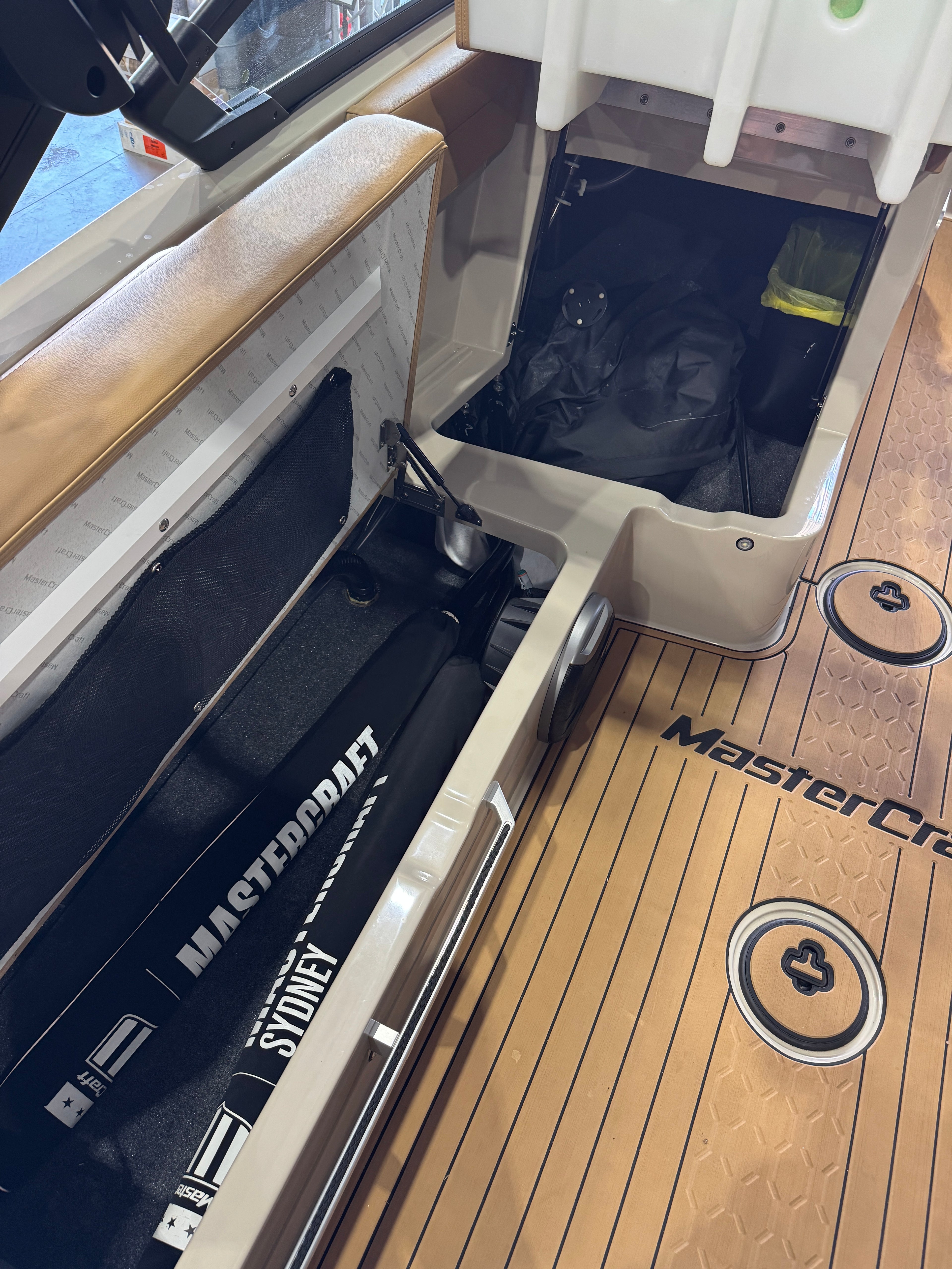 Close-up of a boat interior storage MasterCraft XT22T
