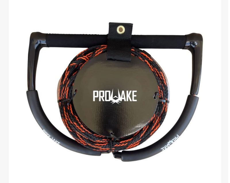 A Prowake tow handle with a coiled black and orange rope, shown against a plain white background.